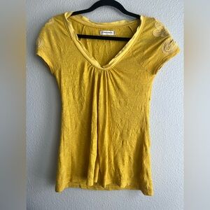 Pilcro Deep Yellow V-Neck Tee